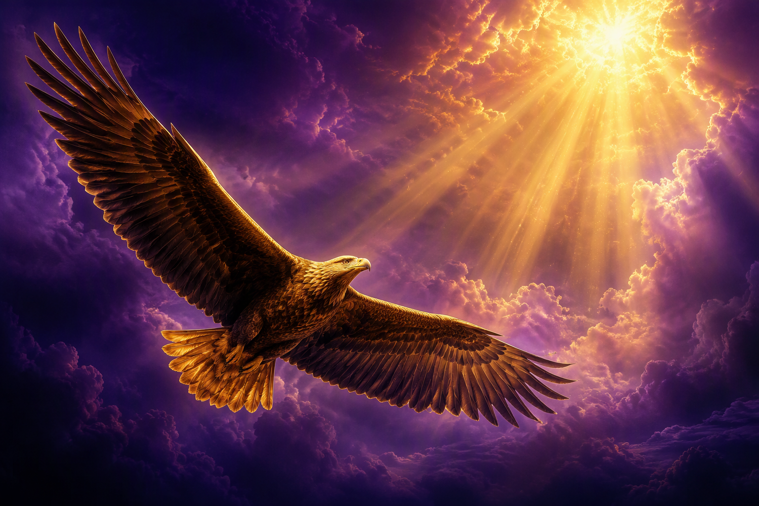 Prophetic eagle soaring over open sky - Isaiah 40:31 panoramic banner