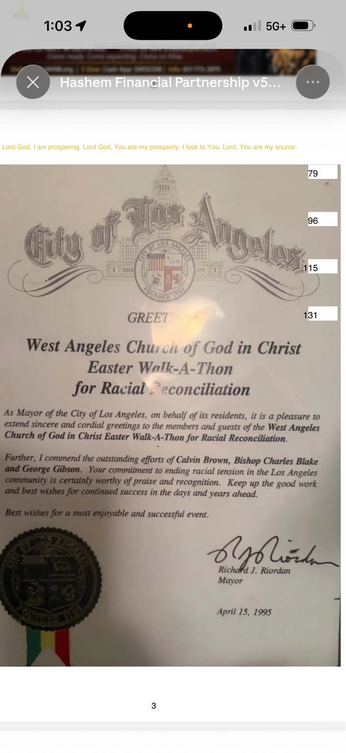 Mayoral Letter of Commendation